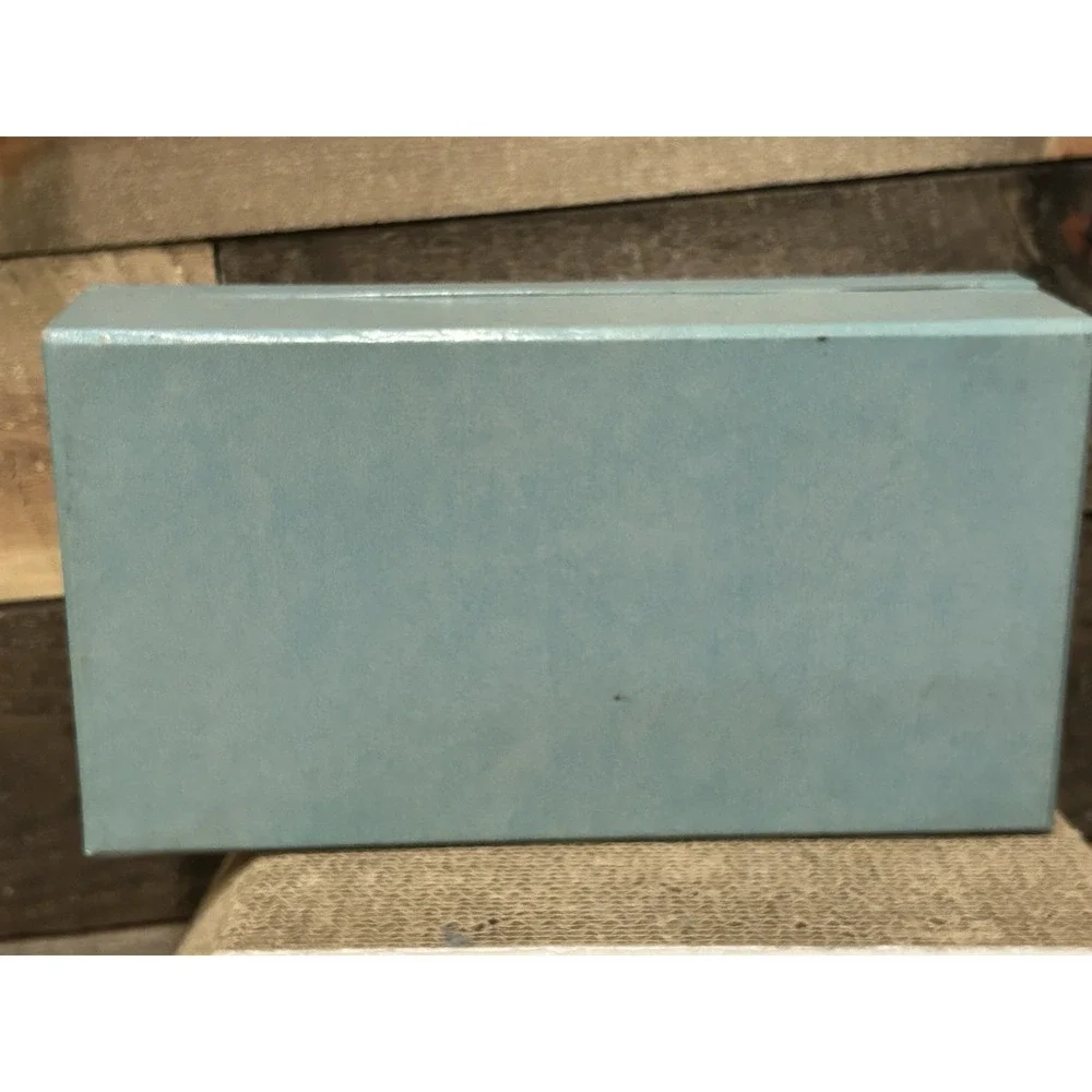 Vintage MCM Hinged 2 Tier Locking Jewelry Box Blue w/Blue Velvet Lining *No‎ Key